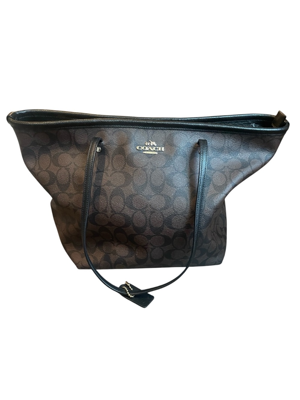 Coach Signature Dark Brown Leather Large Tote Shoulder Bag